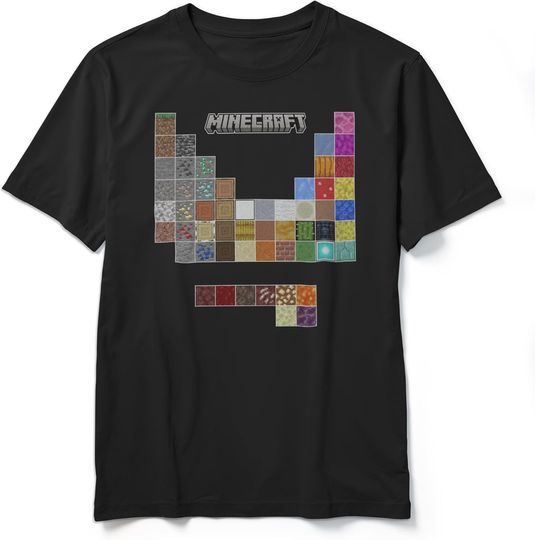 Discover Boy's Minecraft Periodic Table of Materials T-Shirt, Gift For Fans, Christmas Gift