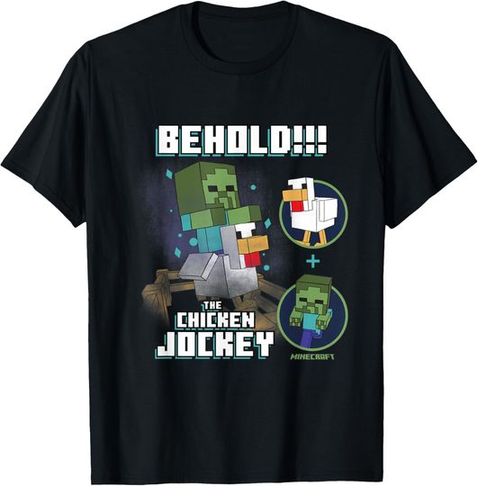 Discover Minecraft Behold The Chicken Jockey Zombie on Chicken Design T-Shirt