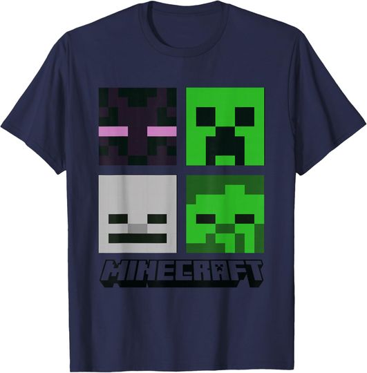 Minecraft Creeper Enderman Ghast Zombie Pixel Art Faces T-Shirt, Gift For Fans, Christmas Gift