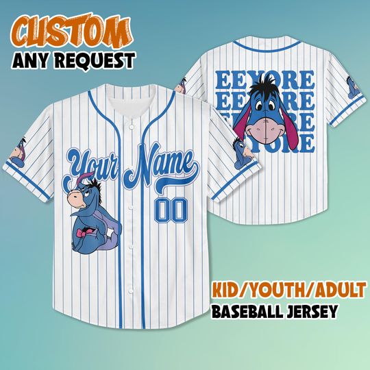 Discover Custom Eeyore Baseball Jersey, Winnie the Pooh Shirt, Disney Baseball Outfit, Matching Family Tee, Cute Gift for Pooh Fans