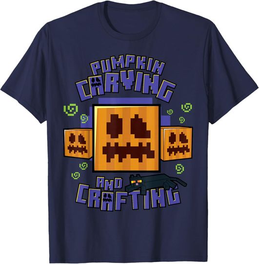 Discover Minecraft Pumpkin Carving And Crafting Halloween T-Shirt, Gift For Fans, Christmas Gift