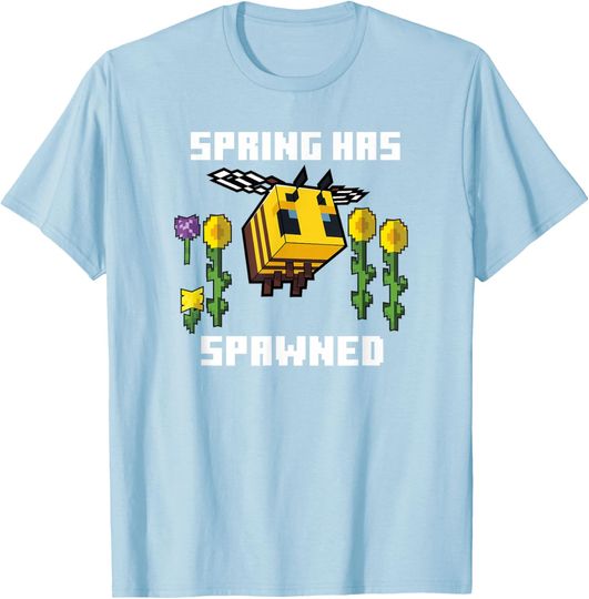 Discover Minecraft Bee Spring Has Spawned Graphic Blocks T-Shirt, Gift For Fans, Christmas Gift