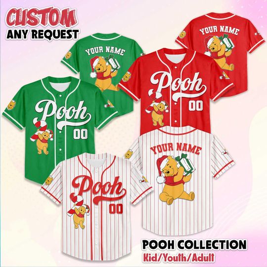 Discover Personalized Disney Winnie The Pooh Christmas Jersey, Custom Pooh Christmas Shirt, Disney Christmas Party