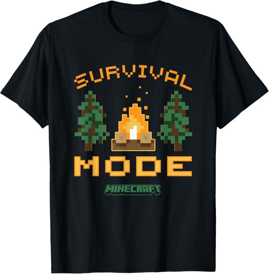 Discover Minecraft Survival Mode Campfire In The Woods T-Shirt, Gift For Fans, Christmas Gift