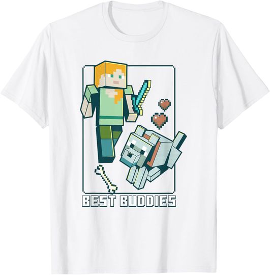 Discover Minecraft Alex and Wolf Best Buddies T-Shirt, Gift For Fans, Christmas Gift