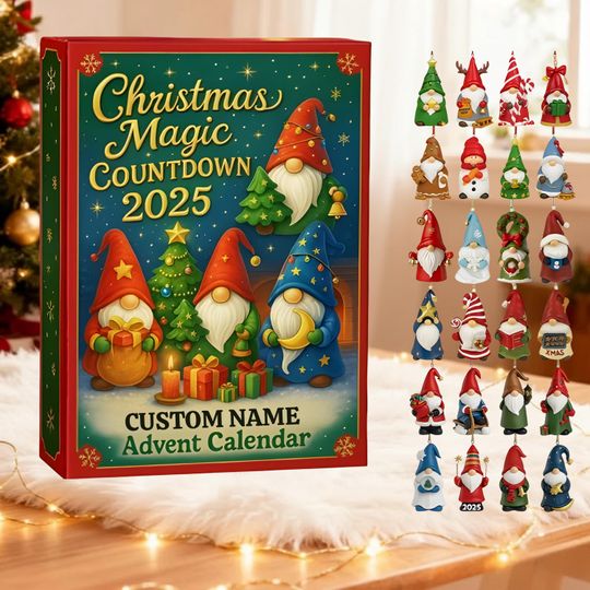 Discover Custom 2025 Gnome Advent 24 Days Christmas Countdown Calendar Magic Gnome Ornament