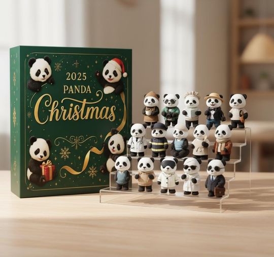 Discover Panda Christmas Advent Calendar: 24 Christmas Figurines, Cute Panda keychain
