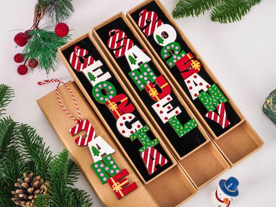 Custom Alphabet Christmas Ornament,Christmas Name Letter Ornament,2025 Christmas Tag for Stocking,Christmas Tree Decor,Christmas Family Gift