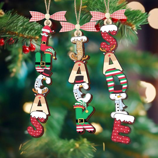 Personalized Letter Name Christmas Ornament,Alphabet Ornament,Family Name,Kids Name,Christmas Gift 2025,Stocking Tag,Christmas Tree Decor