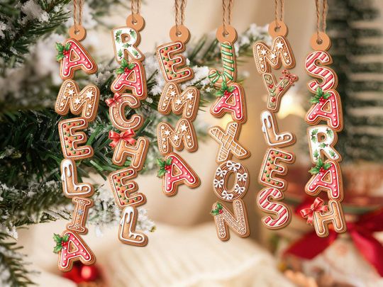 Personalized Letter Name Christmas Ornament, Alphabet Ornament, Family Name Ornament,Kids Name,Kids Ornament, Xmas Keepsake