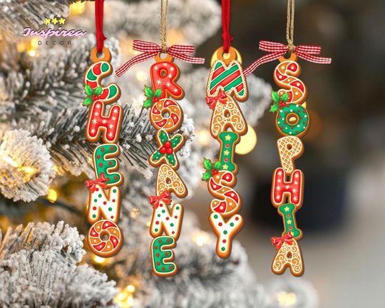 Custom Gingerbread Alphabet Ornament, Christmas Stocking Tags, Christmas Name Letter Ornament, Kids Christmas Gifts, Christmas Decor 2025