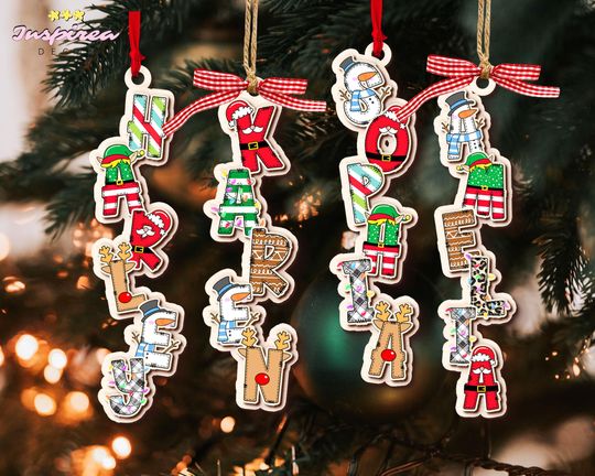 Custom Alphabet Kids' Name Ornament, Christmas Stocking Tags, Christmas Name Letter Ornament, Kids Christmas Gifts, Family Christmas 2025
