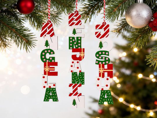 Personalized Christmas Name Letter Ornament,Christmas Kids Ornament 2025,Stocking Tag,Christmas Tree Decor,Christmas Family Letter Ornament