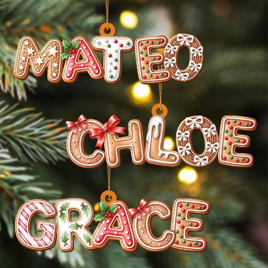 Custom Gingerbread Alphabet Ornaments, Personalised Christmas Decorations, Personalised Christmas Baubles, Christmas Name Tags, Kids Gifts