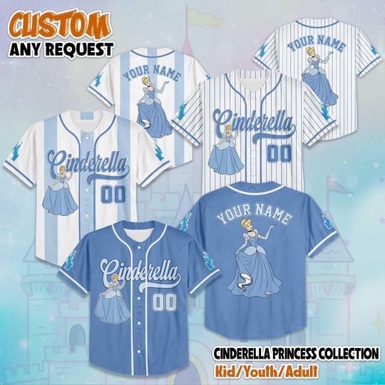 Discover Custom Disney Princess Cinde Baseball Jersey, Custom Disney Cinde Baseball Shirt, Matching Disney Trip Outfit, Birthday Gift