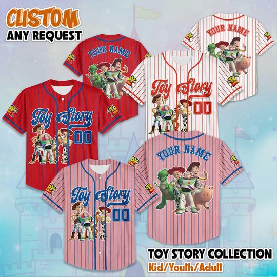 Discover Custom Toy Story Baseball Jersey, Personalized Disney Toy Story Jersey Shirt, Disneyland Baseball Fan Lover Gift