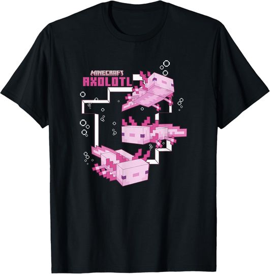 Discover Minecraft Pink Axolotl Pond T-Shirt