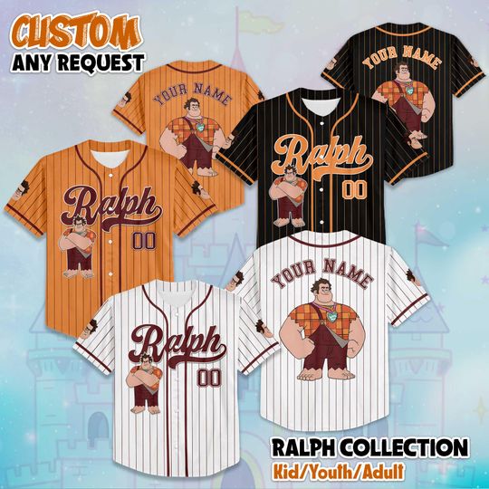 Discover Personalized Wreck-It Ralph Baseball Jersey, Custom Disney Wreck-It Ralph Jersey, Disneyland Baseball Team Outfit, Birthday Gift For Fans