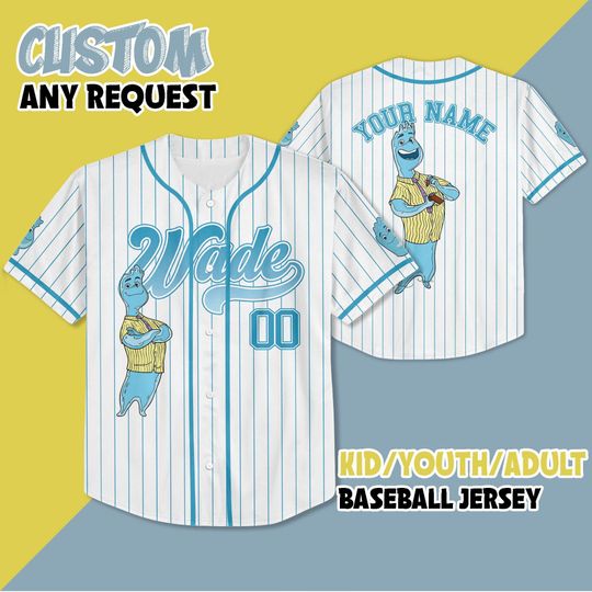 Discover Personalized Wade Elemental Baseball Jersey, Custom Disney Elemental Wade Baseball Shirt, Matching Disney Trip Outfit, Disney Birthday Gift