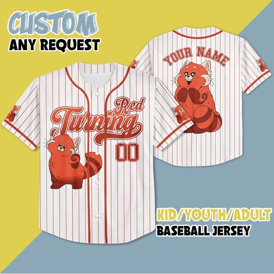Discover Personalized Turning Red Baseball Jersey, Disney Red Panda Baseball Shirt, Matching Disney Trip Outfit,  Turning Red Birthday Gift