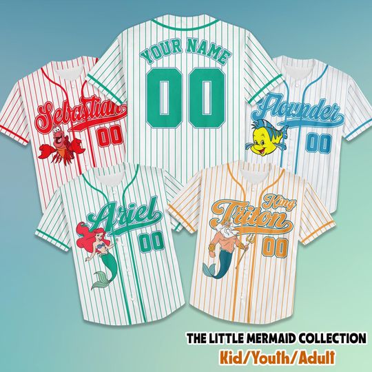 Discover Personalized The Little Mermaid Baseball Jersey, Custom Disney The Little Mermaid Jersey, Disney Baseball Jersey Teams Outfit