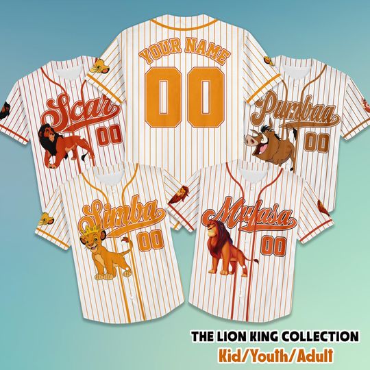 Discover Custom The Lion King Baseball Jersey, Disney Simba Jersey, Disneyland Baseball Team Outfit, Family Matching Outfit