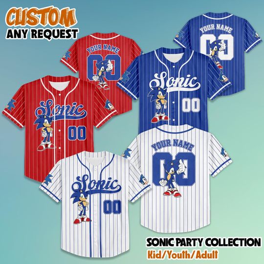 Discover Custom Sonic the Hedgehog Baseball Jersey, Personalized Sonic Baseball Team Shirt, The Hedgehog Outfit, Gift For Fans