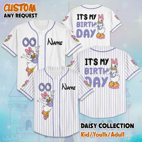 Discover Custom Disney Daisy Duck Birthday Baseball Jersey, Disney Daisy Duck Jersey, Disneyland Baseball Team Matching Outfit, Birthday Gift