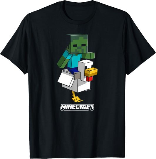 Discover Minecraft Chicken Jockey Aiming To Attack T-Shirt