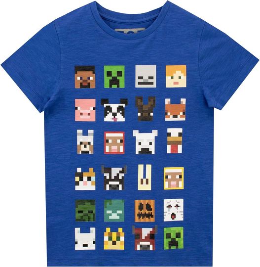 Discover Minecraft T-Shirt Sprites Characters Gamer Gifts Boys Black Short Sleeve Top