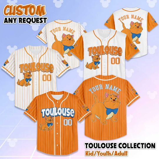 Discover Personalized The Aristocats Toulouse Baseball Jersey, Custom Toulouse Baseball Jersey, Matching Disney Trip Outfit