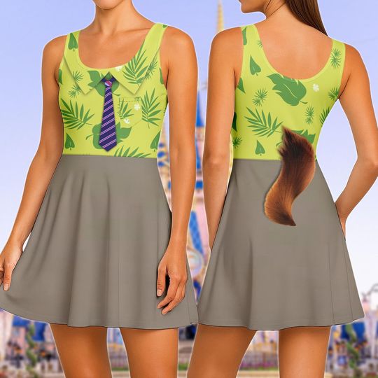 Discover Nick Wilde Cosplay Skater Dress, Disney Zootopia Women's Dress, Animal Kingdom Running Dress, Disneybound Casual Dress