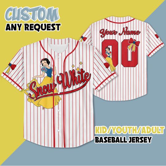 Discover Personalized Snow White Baseball Jersey, Custom Disney Princess Shirt, Snow White Holiday Outfit, Matching Disney Family Tee