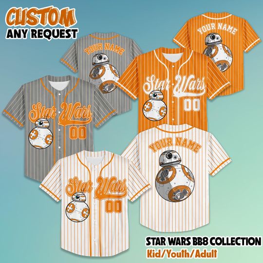 Discover Custom BB-8 Baseball Jersey, Personalized Star Wars BB-8 Shirt, Star Wars Baseball Team Outfit, Disney Baseball Team Outfit