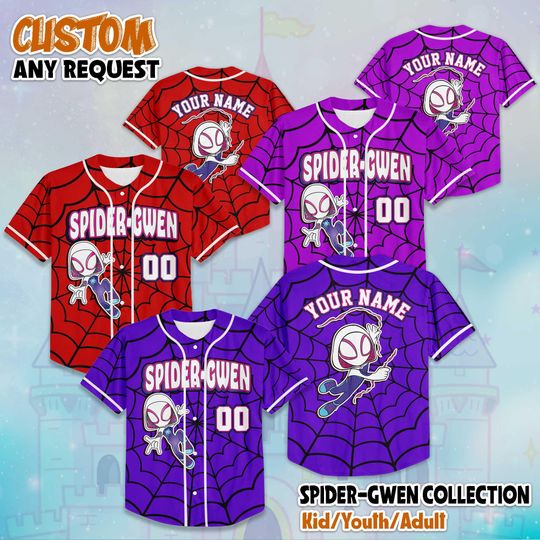 Discover Personalized Spider Gwen Baseball Jersey, Custom Spidey And His Amazing Friends Gwen Stacy Jersey, Disney Baseball Team Outfit
