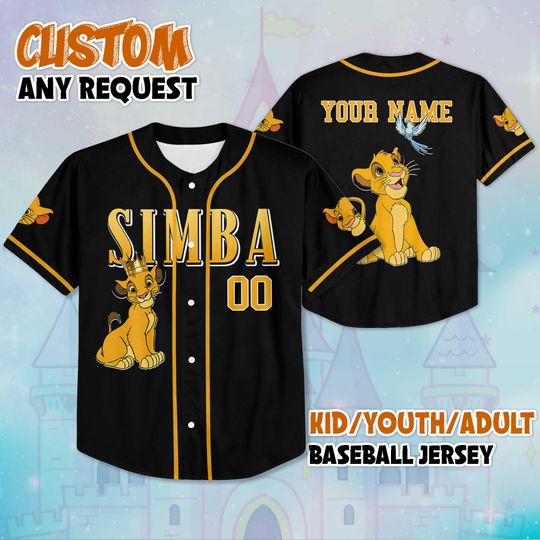 Discover Personalized Simba Baseball Jersey, Custom Disney The Lion King Jersey Shirt, Simba Outfit, Disney Family Gift for Fans