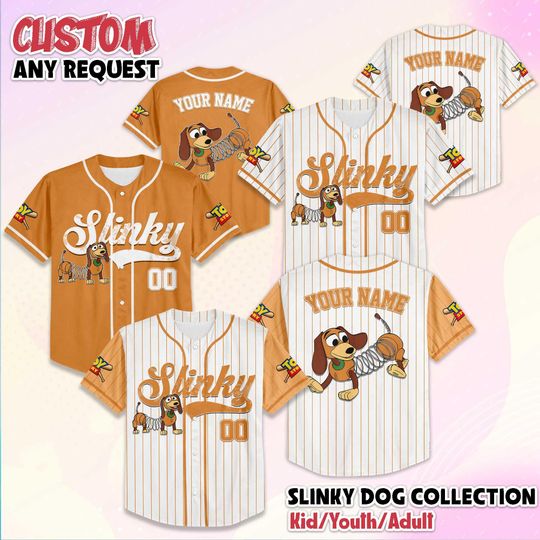 Discover Custom Slinky Dog Baseball Jersey, Disney Toy Story Slinky Dog Baseball Shirt, Matching Disney Trip Outfit, Disney Birthday Gift