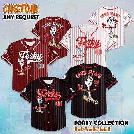 Discover Personalized Forky Toy Story Baseball Jersey, Disney Toy Story Forky Jersey Shirt, Disney Baseball Jersey Sports Cute Gifts For Fans