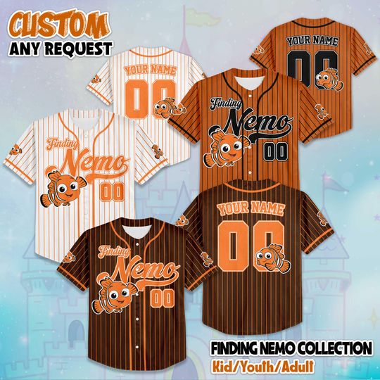 Discover Custom Disney Finding Nemo Baseball Jersey, Personalized Disney Baseball Jersey, Finding Nemo Jersey Team, Disney Matching Outfit