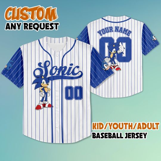 Discover Personalized Sonic Baseball Jersey, Custom Sonic the Hedgehog Jersey Shirt, Youth, Adult Jersey, Sonic Outfit, Gamer Birthday Gift