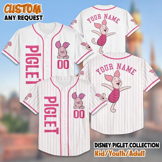 Discover Custom Piglet Baseball Jersey, Disney Winnie the Pooh Piglet Baseball Shirt, Matching Disney Trip Outfit, Disneyland Birthday Gift