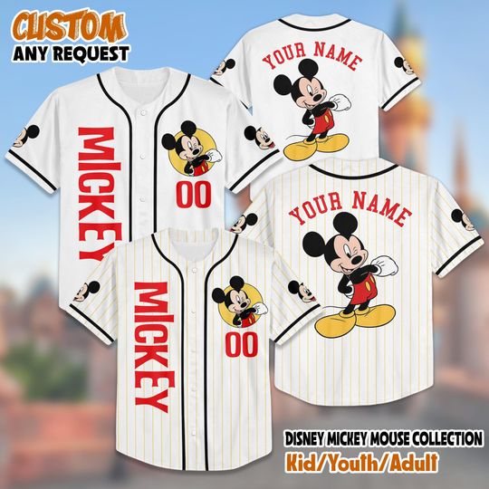 Discover Personalize Disney Mickey Mouse Baseball Jersey, Custom Disneyland Jersey, Mickey Mouse Birthday, Gift for Disney Fans