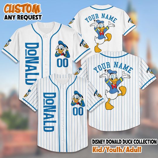 Discover Personalized Disney Donald Duck Baseball Jersey, Custom Donald Duck Jersey, Disneyland Baseball Team Matching Outfit, Birthday Gifts