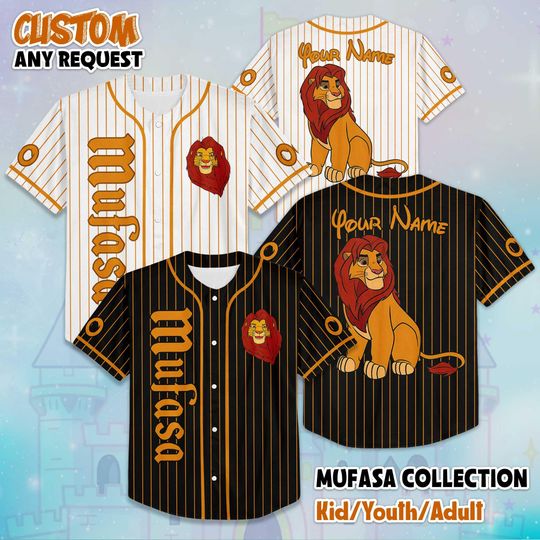Discover Personalized Mufasa The Lion King Baseball Jersey, Custom Lion King Shirt, Disney Jersey for Kids, Youth, Adults & Lion King Fans