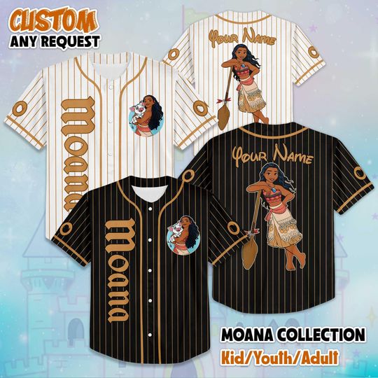 Discover Personalized Moana Baseball Jersey, Disney Princess Shirt, Moana Disney Jersey Outfit, Matching Disney Vacation Outfit