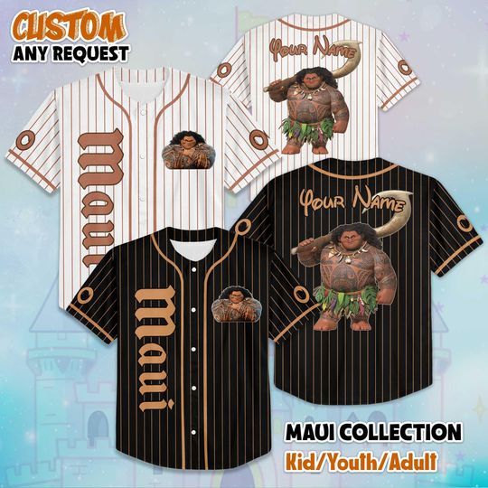 Discover Custom Maui Moana Baseball Jersey, Maui Jersey for Disney Fans, Disneyland Birthday Gift, Disney Baseball Team Outfit