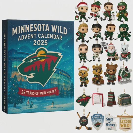 Discover Minnesota Wild Advent Calendar 2025, NHL Hockey Fan Merch Gift, Christmas Countdown Collectible Hoodie Sweatshirt for Him