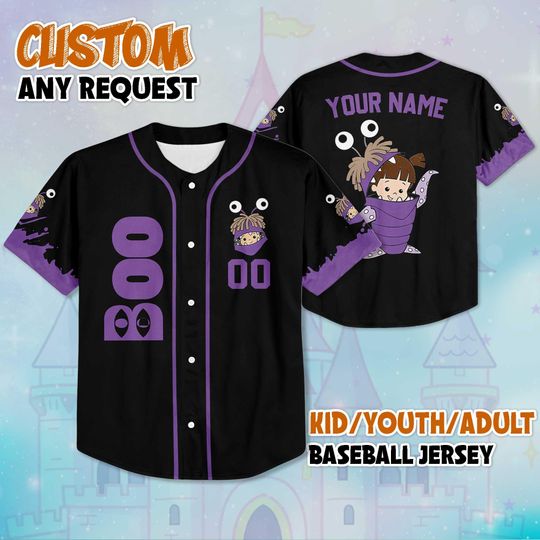 Discover Personalized Boo Baseball Jersey, Custom Disney Monsters Inc Boo Baseball Shirt, Matching Disney Trip Outfit, Disney Birthday Gift