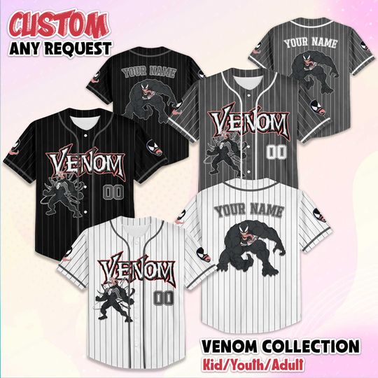 Custom Venom Baseball Jersey, Personalized Venom Baseball Shirt, Venom Jersey Shirt, Venom Shirt, Venom Lover Gift For Fan, Movie Lover Gift