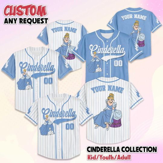 Discover Personalized Cinde Princess Baseball Jersey, Custom Disney Cinde Shirt, Matching Family Jersey, Disneyland Trip Gift